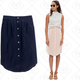 Silk Island Button-Front Skirt, $68